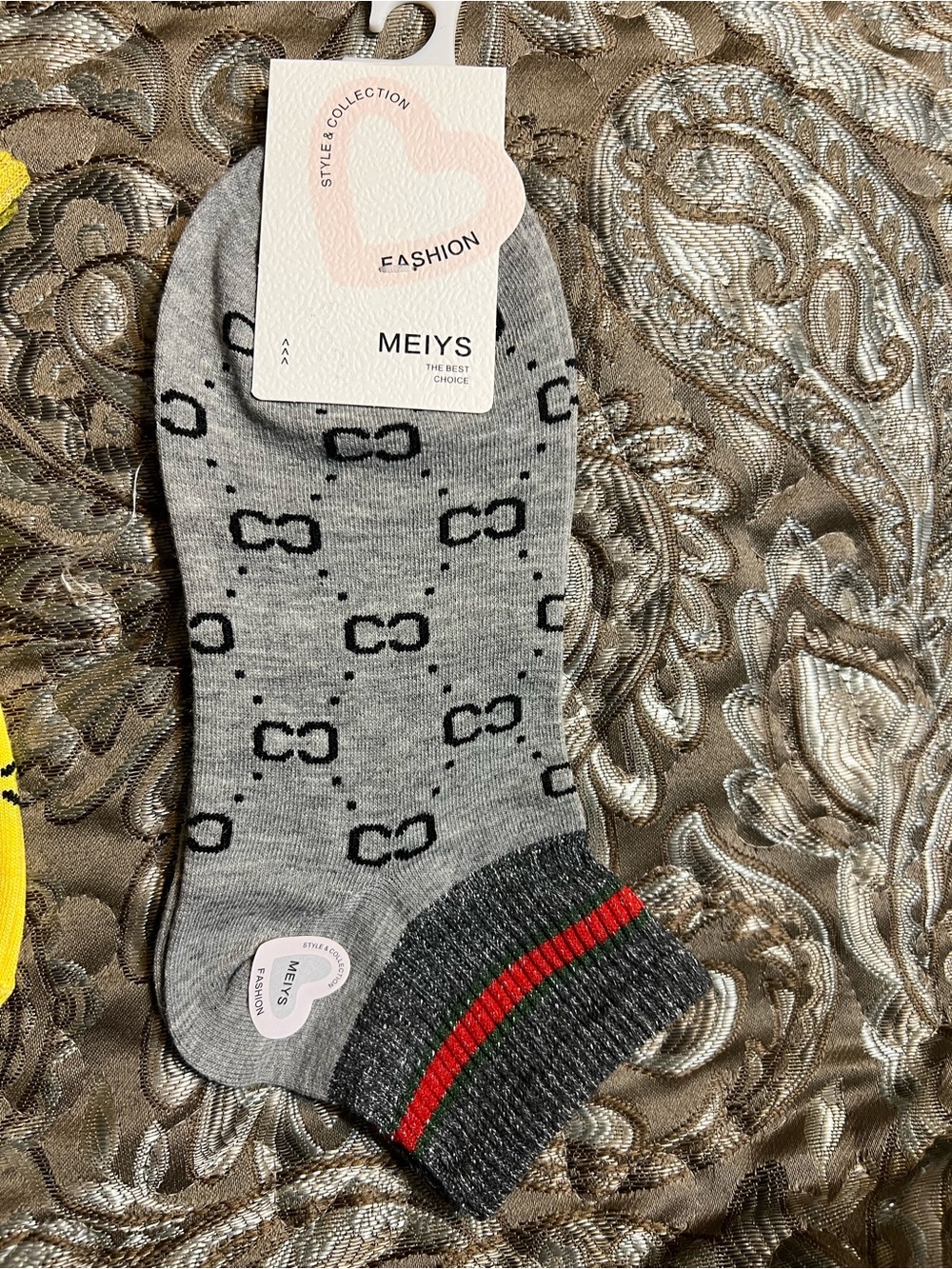 Fashion Patterned Women Ankle Socks - Yellow, Black, Gray (3-Pack) NWT - Picture 3 of 6